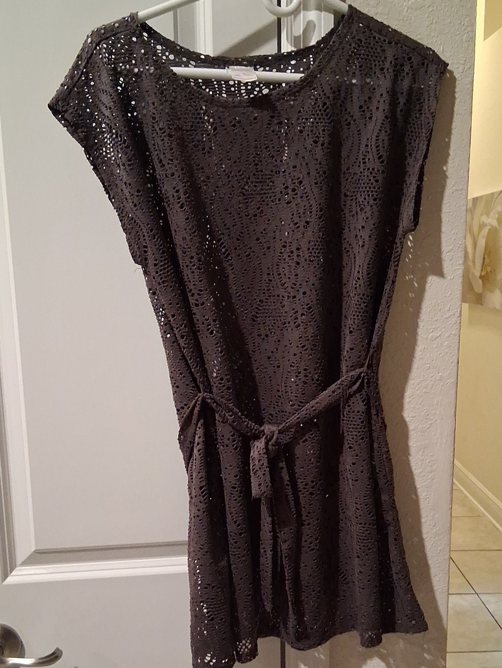 Merona Black Crochet Tie-Waist Dress